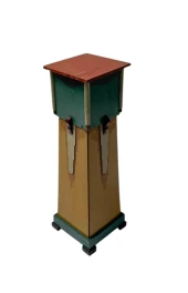 Art Deco Pedestal Table, Hand-Painted Pine, Dutch Design, 1920s
